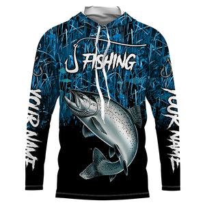 Chinook salmon Fishing blue camo Custom UV protection long sleeves fishing shirts NQS5772