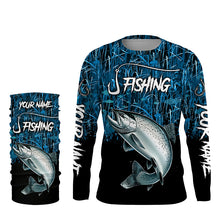 Load image into Gallery viewer, Chinook salmon Fishing blue camo Custom UV protection long sleeves fishing shirts NQS5772