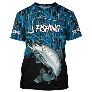 Chinook salmon Fishing blue camo Custom UV protection long sleeves fishing shirts NQS5772