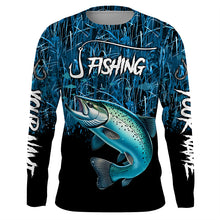 Load image into Gallery viewer, Chinook salmon Fishing jersey blue camo Custom UV protection long sleeves fishing shirts NQS5773