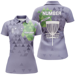 Purple camo Women disc golf polo shirts custom name and number disc golf basket jerseys NQS7863