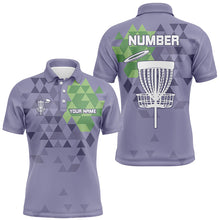 Load image into Gallery viewer, Purple camo Mens disc golf polo shirts custom name and number disc golf basket jerseys NQS7863