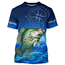 Load image into Gallery viewer, Personalized Crappie Blue Long Sleeve Performance Fishing Shirts, compass Crappie tournament Shirt NQS5983