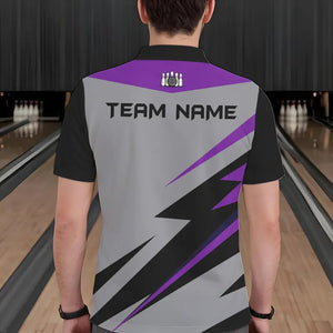 Purple lightning Bowling Polo, Quarter Zip shirts For Men custom bowling team jerseys Bowler Outfits NQS9412