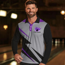 Load image into Gallery viewer, Purple lightning Bowling Polo, Quarter Zip shirts For Men custom bowling team jerseys Bowler Outfits NQS9412