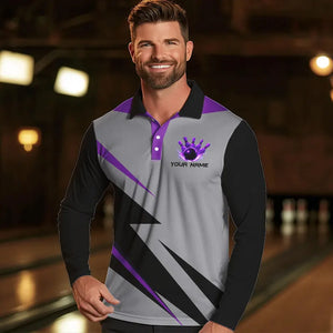 Purple lightning Bowling Polo, Quarter Zip shirts For Men custom bowling team jerseys Bowler Outfits NQS9412