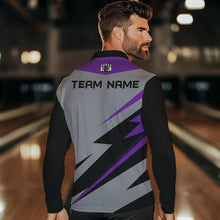 Load image into Gallery viewer, Purple lightning Bowling Polo, Quarter Zip shirts For Men custom bowling team jerseys Bowler Outfits NQS9412