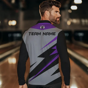 Purple lightning Bowling Polo, Quarter Zip shirts For Men custom bowling team jerseys Bowler Outfits NQS9412