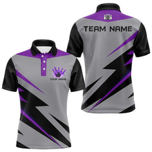 Load image into Gallery viewer, Purple lightning Bowling Polo, Quarter Zip shirts For Men custom bowling team jerseys Bowler Outfits NQS9412