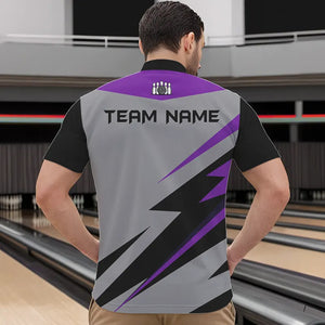 Purple lightning Bowling Polo, Quarter Zip shirts For Men custom bowling team jerseys Bowler Outfits NQS9412