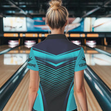 Load image into Gallery viewer, Cyan Blue Bowling Polo, Quarter Zip shirts For Women custom bowling team jerseys, Gift for Bowlers NQS9414