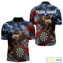 Load image into Gallery viewer, American Flag Eagle Lightning Thunder Dart Shirts For Men Custom Patriotic Dart Team Jerseys NQS11504