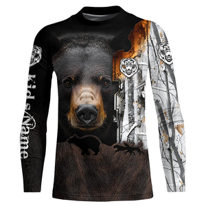 Black bear hunting dog winter camo Customize 3D All Over Printed Shirts Personalized hunting apparel NQS1689