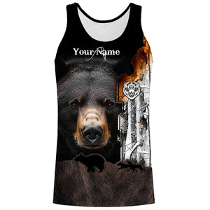 Black bear hunting dog winter camo Customize 3D All Over Printed Shirts Personalized hunting apparel NQS1689