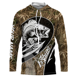 Largemouth Bass fishing tattoo camo Custom UV protection fishing long sleeve shirt NQS3237