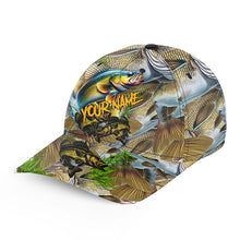 Load image into Gallery viewer, Walleye fishing yellow scale Custom fishing hat Unisex Fishing Baseball Angler hat cap NQS7494