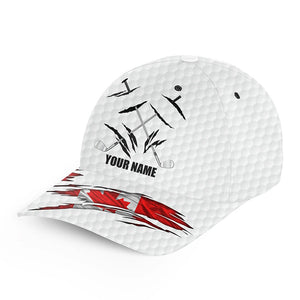 Canadian flag white golf ball skin Golfer hat custom name golf clubs sun hats for men, mens golf hats NQS7498