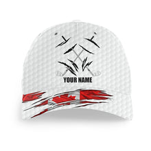 Load image into Gallery viewer, Canadian flag white golf ball skin Golfer hat custom name golf clubs sun hats for men, mens golf hats NQS7498