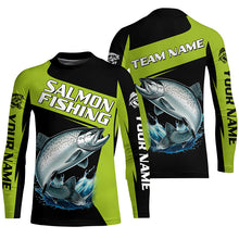 Load image into Gallery viewer, Black Green Chinook Salmon fishing Custom Long Sleeve Tournament Fishing Shirt, Salmon Fishing Jerseys NQS7658