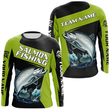 Load image into Gallery viewer, Black Green Chinook Salmon fishing Custom Long Sleeve Tournament Fishing Shirt, Salmon Fishing Jerseys NQS7658