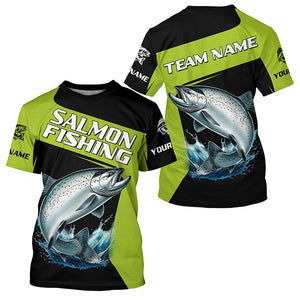 Black Green Chinook Salmon fishing Custom Long Sleeve Tournament Fishing Shirt, Salmon Fishing Jerseys NQS7658