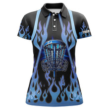 Load image into Gallery viewer, Women disc golf polo shirts blue flame disc golf basket custom disc golf jerseys NQS7868