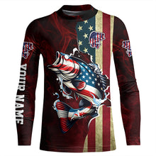 Load image into Gallery viewer, Largemouth Bass fishing American Flag Fisherman Custom Name 3D All over print shirts NQS736