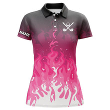 Load image into Gallery viewer, Women golf polo shirts custom pink flame ladies golf outfit, personalized golf shirts for women NQS8309