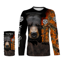 Load image into Gallery viewer, Black bear hunting dog orange camo Custom Name 3D All Over Printed Shirts Personalized hunting apparel NQS4169