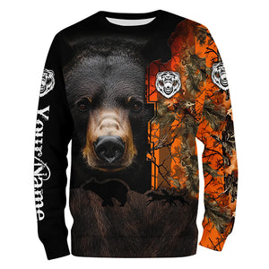 Black bear hunting dog orange camo Custom Name 3D All Over Printed Shirts Personalized hunting apparel NQS4169