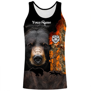 Black bear hunting dog orange camo Custom Name 3D All Over Printed Shirts Personalized hunting apparel NQS4169