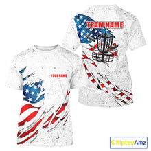 Load image into Gallery viewer, White Grunge American Flag Disc Golf T-Shirt Custom patriotic Team disc golf outfits NQS10915
