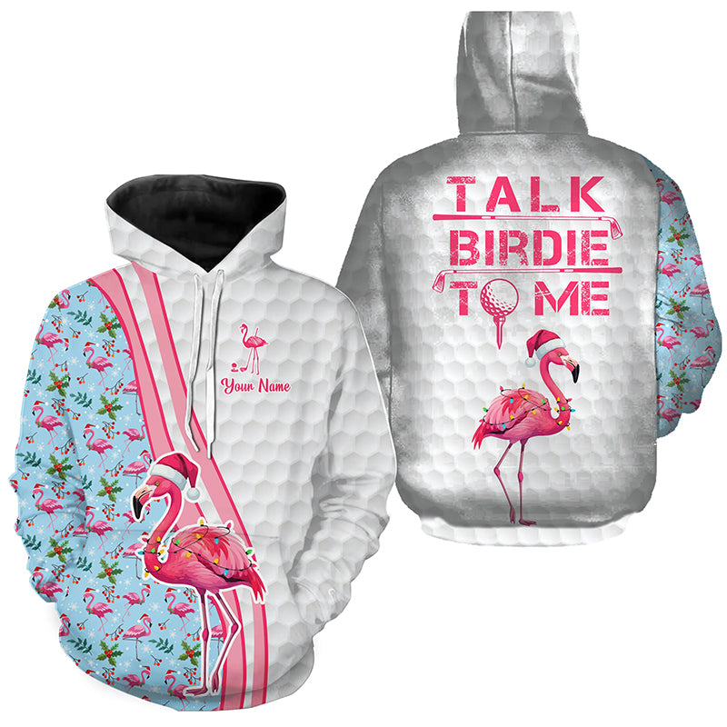 Funny Golf Hoodies custom pink flamingo blue Christmas golf shirts talk birdie to me NQS8992