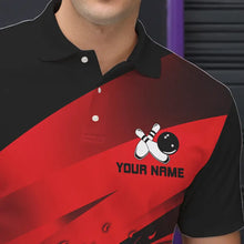 Load image into Gallery viewer, Black and Red Flame Bowling Shirts For Men Custom Flame Team Bowling Jerseys NQS9420