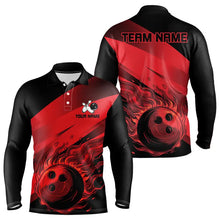Load image into Gallery viewer, Black and Red Flame Bowling Shirts For Men Custom Flame Team Bowling Jerseys NQS9420