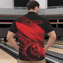 Load image into Gallery viewer, Black and Red Flame Bowling Shirts For Men Custom Flame Team Bowling Jerseys NQS9420