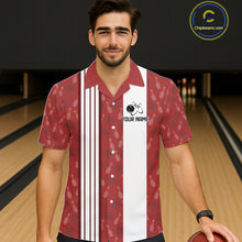 Load image into Gallery viewer, Funny Retro Hawaiian bowling shirts Custom That's some bowshit bowling button up shirts | Red NQS11509