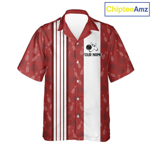 Funny Retro Hawaiian bowling shirts Custom That's some bowshit bowling button up shirts | Red NQS11509