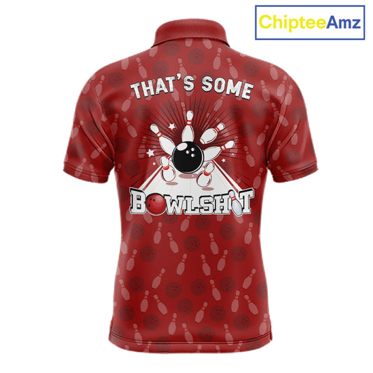 Customized Retro Bowling Team Shirts For Men That's some bowshit Funny Bowling Pattern Jerseys| Red NQS11509