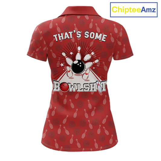 Customized Retro Bowling Team Shirts For Women That's some bowshit Funny Bowling Pattern Jerseys| Red NQS11509