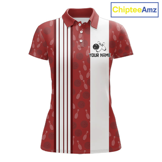 Customized Retro Bowling Team Shirts For Women That's some bowshit Funny Bowling Pattern Jerseys| Red NQS11509