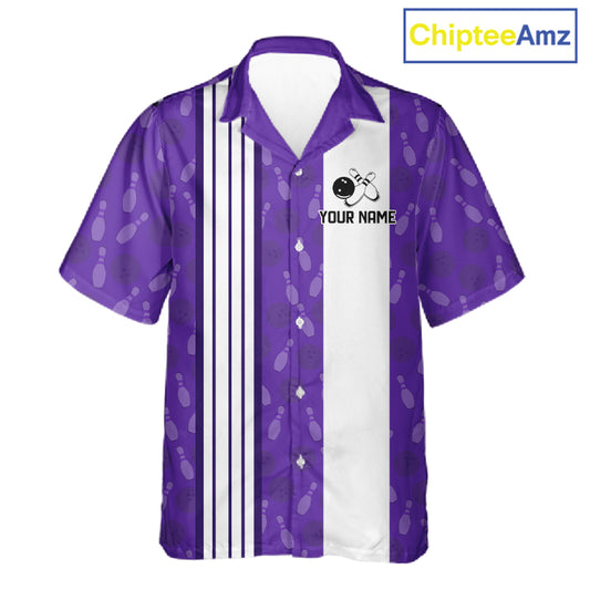 Funny Retro Hawaiian bowling shirts Custom That's some bowshit bowling button up shirts | Purple NQS11510