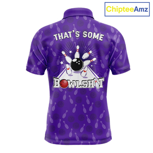 Custom Retro Bowling Team Shirts For Men That's some bowshit Funny Bowling Pattern Jerseys | Purple NQS11510