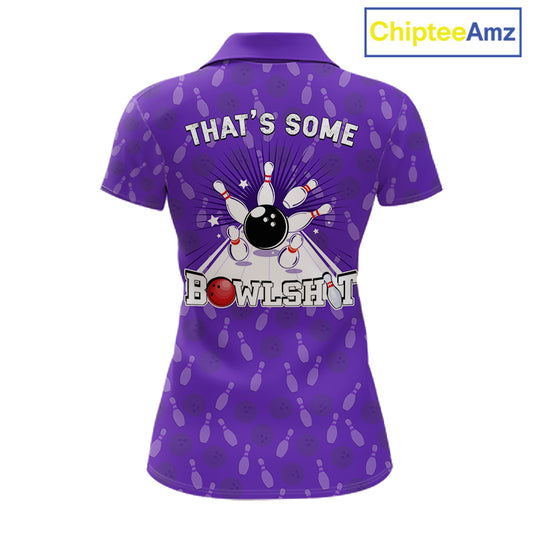Custom Retro Bowling Team Shirts For Women That's some bowshit Funny Bowling Pattern Jerseys | Purple NQS11510