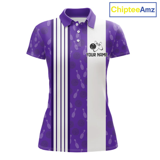 Custom Retro Bowling Team Shirts For Women That's some bowshit Funny Bowling Pattern Jerseys | Purple NQS11510