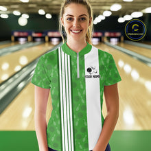 Load image into Gallery viewer, Custom Retro Bowling Team Shirts For Women That's some bowshit Funny Bowling Pattern Jerseys | Green NQS11511