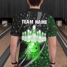 Load image into Gallery viewer, Black and Green Shamrock pattern Bowling Shirts for Men Custom St Patrick Team Bowling jerseys NQS11513