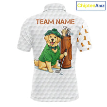 Load image into Gallery viewer, Funny Mens golf polo shirts custom Golden retriever golf pattern white golf shirts NQS11519
