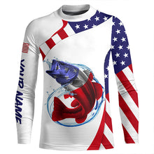 Load image into Gallery viewer, American Flag Largemouth Bass Fishing Custom patriotic fishing shirts, personalized Fishing jerseys NQS4994