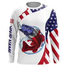 Load image into Gallery viewer, American Flag Largemouth Bass Fishing Custom patriotic fishing shirts, personalized Fishing jerseys NQS4994